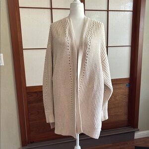 Free People Oversized Cozy Cream Knit Cardigan